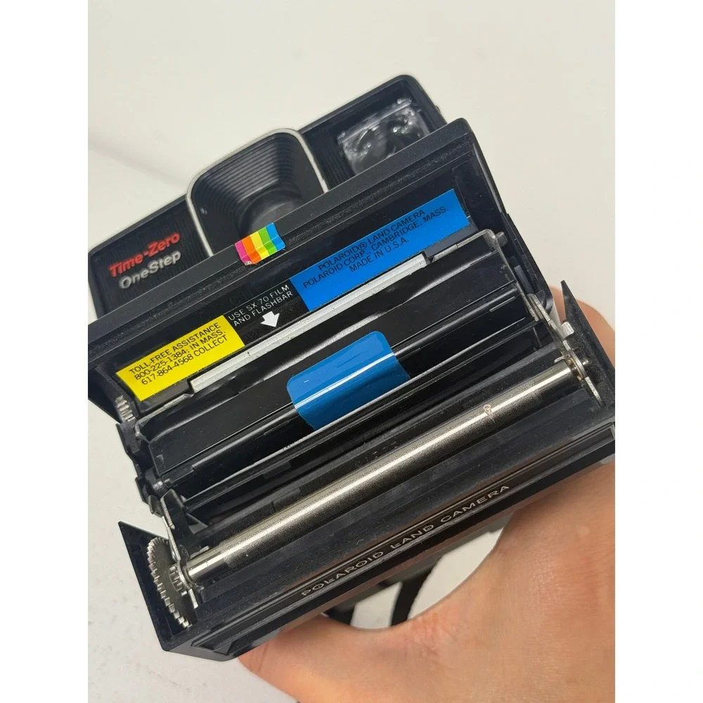 Polaroid Time-Zero OneStep Rainbow Land Camera Black SX-70 Film Vintage Retro